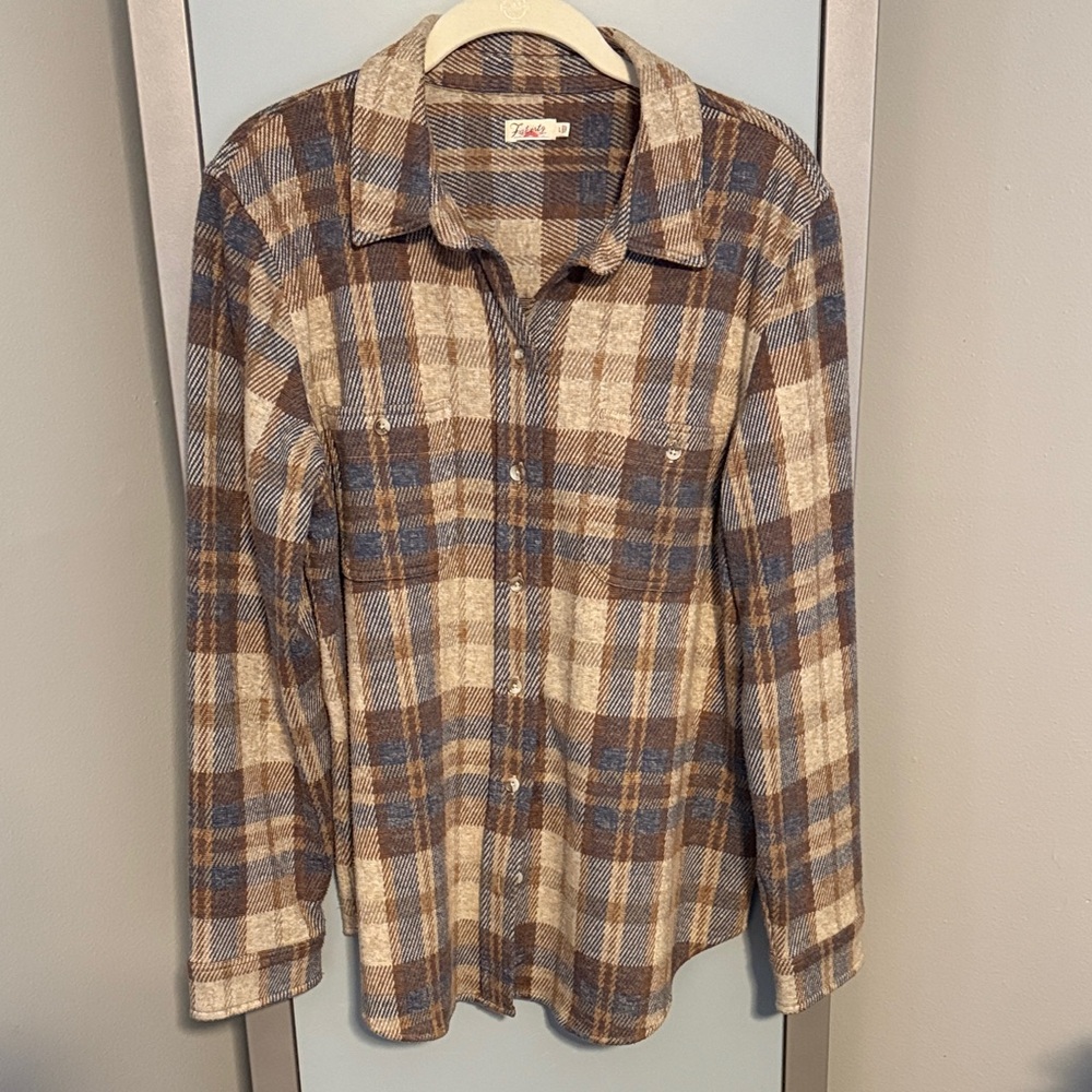 Faherty Legend Sweater Shirt in Bozeman Plaid size Large